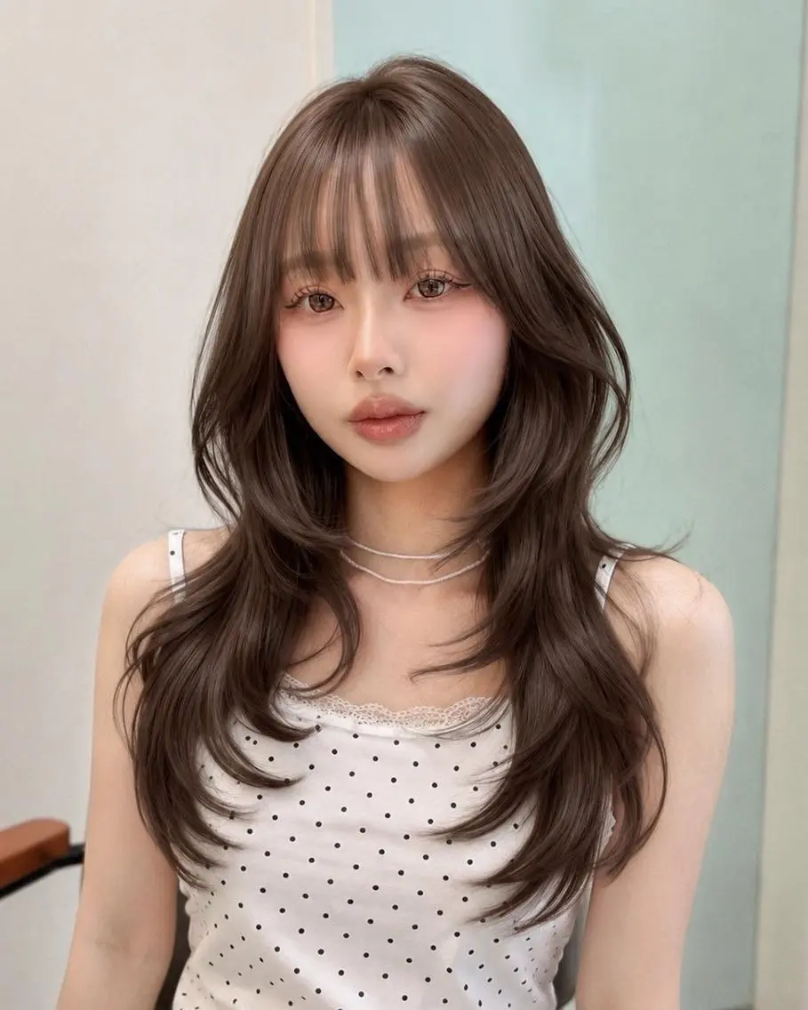 ロング カラー 大人っぽ韓国レディ レイヤー🤍渋谷のヘアスタイル
