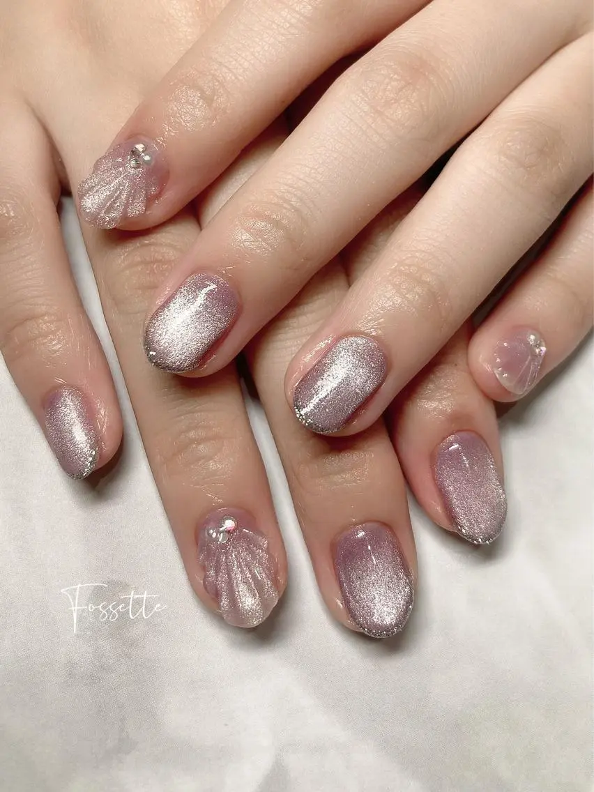 ネイル マグネットネイル ワンカラーネイル 夏ネイル ハンドネイル nailsalon Fossetteのネイルデザイン