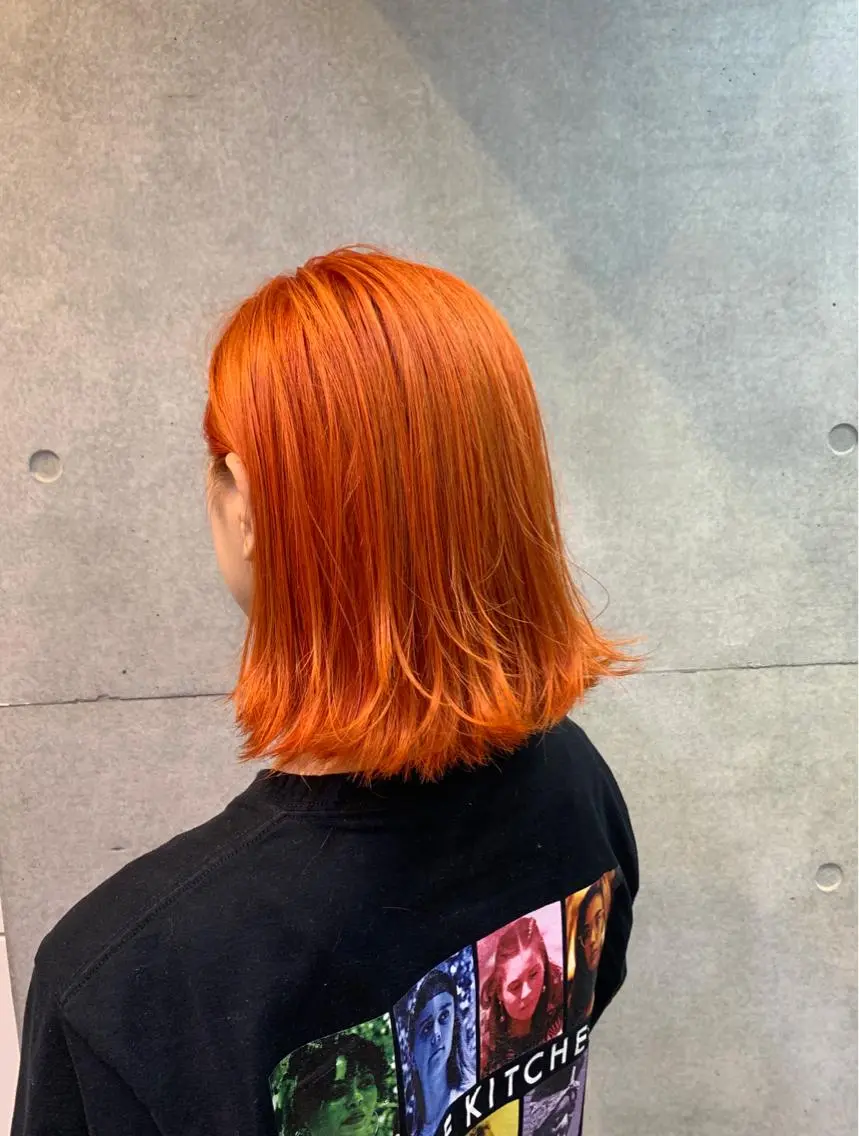 ミディアム カラー オレンジ オシャレ髪✔️ 店長オオキアキヒロのヘアスタイル