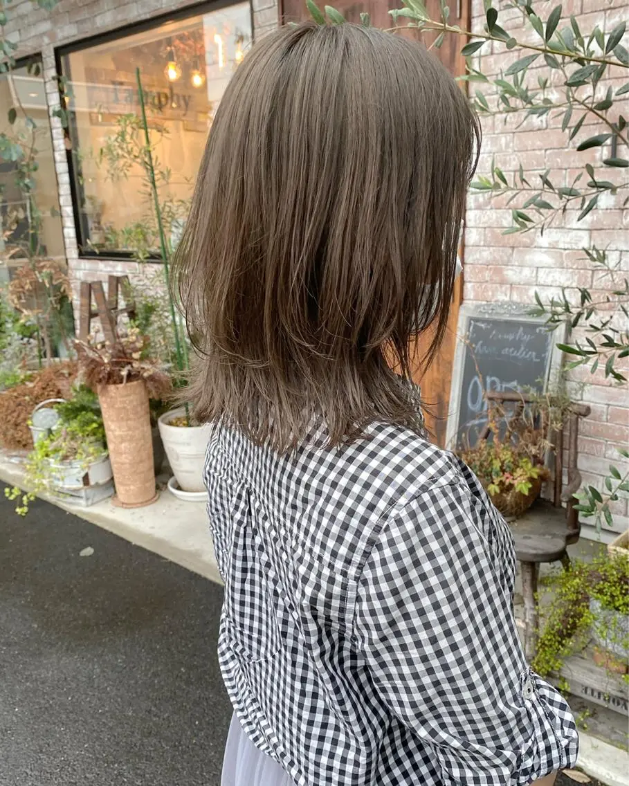ミディアム カラー ブリーチ グレージュ カット ヘアカラー トリートメント 【浜松・豊橋】 ニシモトのヘアスタイル