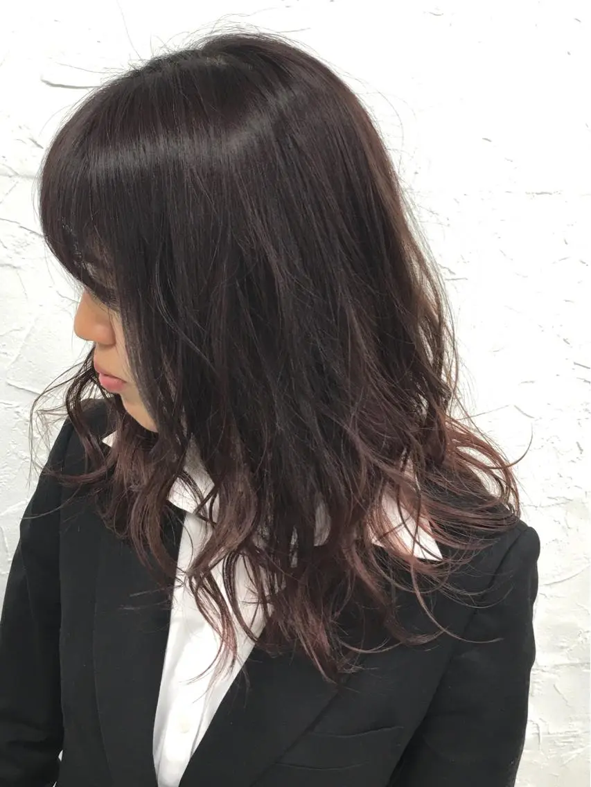 セミロング ヘアアレンジ アッシュ 脱！黒髪 ダブルカラー【上野】のヘアスタイル