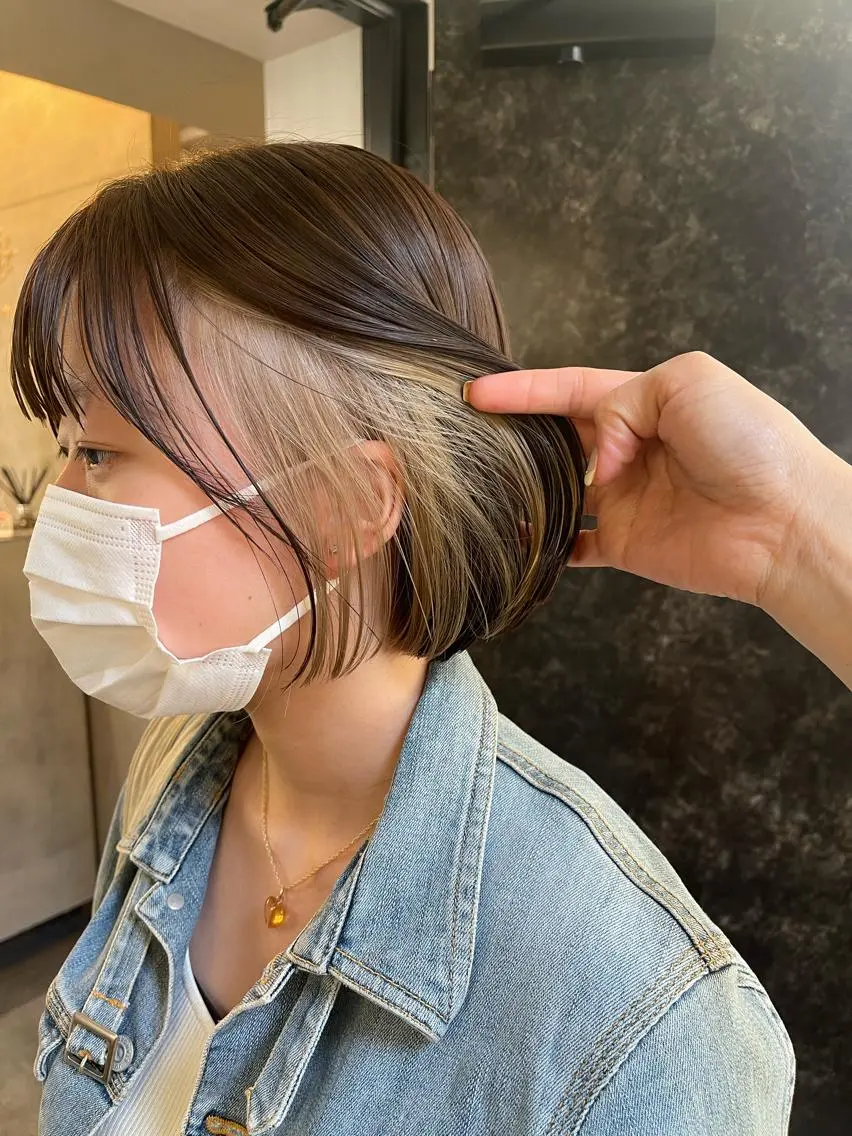 ショート カラー ブロンド インナーカラー ダブルカラー /まつ毛パーマ🎀のヘアスタイル