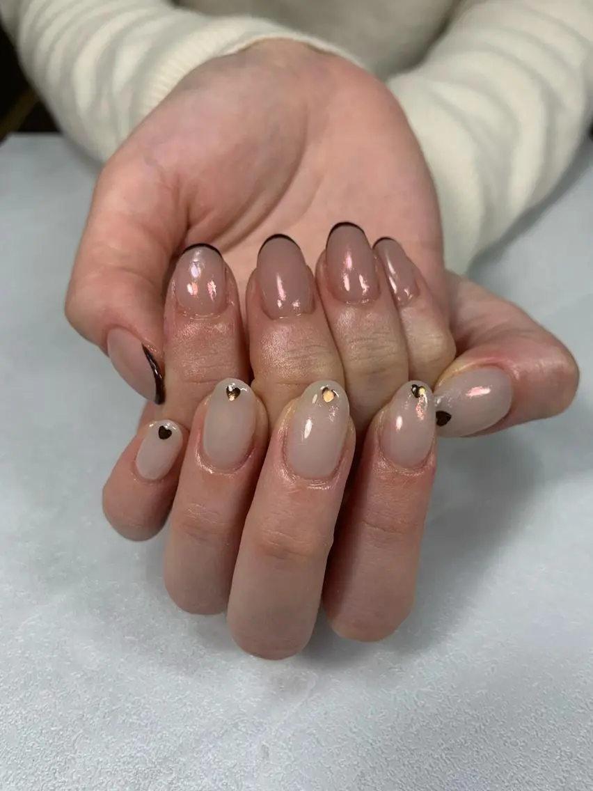 ネイル フレンチネイル ハート ハンドネイル SAKU nail 作島茜のネイルデザイン