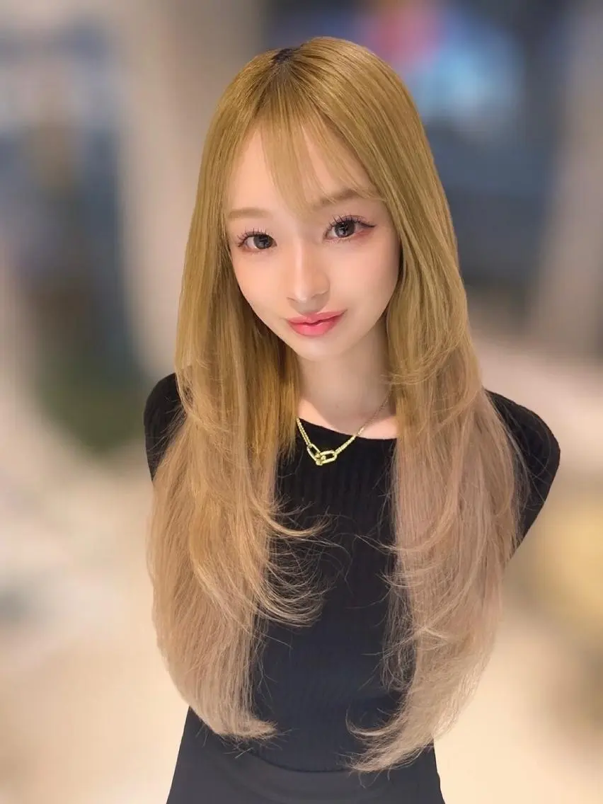 ロング カラー ヘアアレンジ シールエクステ バレイヤージュ ブリーチ ケアブリーチ ダブルカラー LIP 大阪本店 エクステ MISAのヘアスタイル