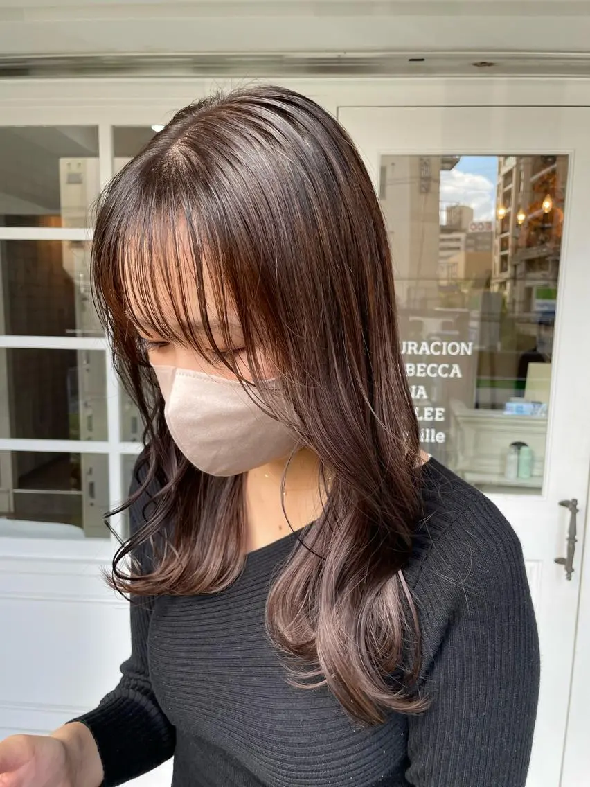 ロング カラー ヘアアレンジ ブリーチ ブラウンカラー チョコレートブラウン ブリーチなしカラー ヘアカラー トリートメント 酸性縮毛矯正 梅田茶屋町 Juriのヘアスタイル