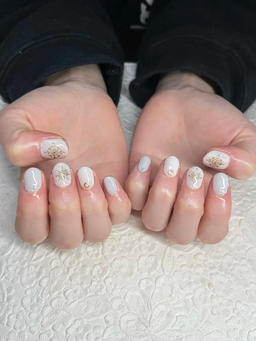 ネイル ホワイト 冬ネイル miel nailのネイルデザイン
