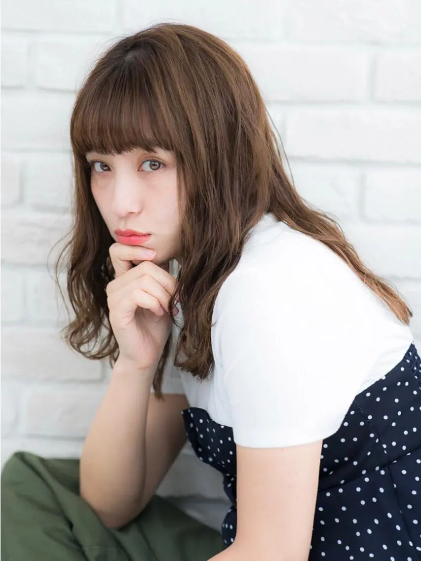 セミロング カラー パーマ セミロングパーマ moanin モーニンのヘアスタイル