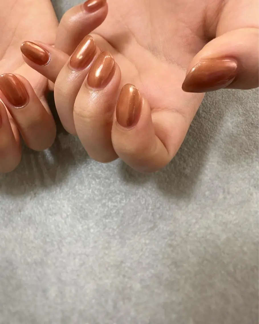 ネイル ブラウン ハンドネイル フットネイル kiii.__ ✴︎*のネイルデザイン