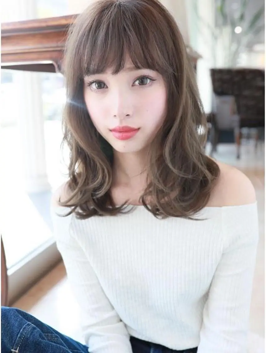 セミロング カラー パーマ ヘアアレンジ 【公式】amble luxe池袋東口🩷のヘアスタイル