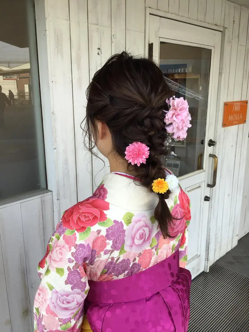 セミロング ヘアアレンジ 着付け 谷口ゆめ/縮毛矯正/ 大人女子/眉ワックスのヘアスタイル