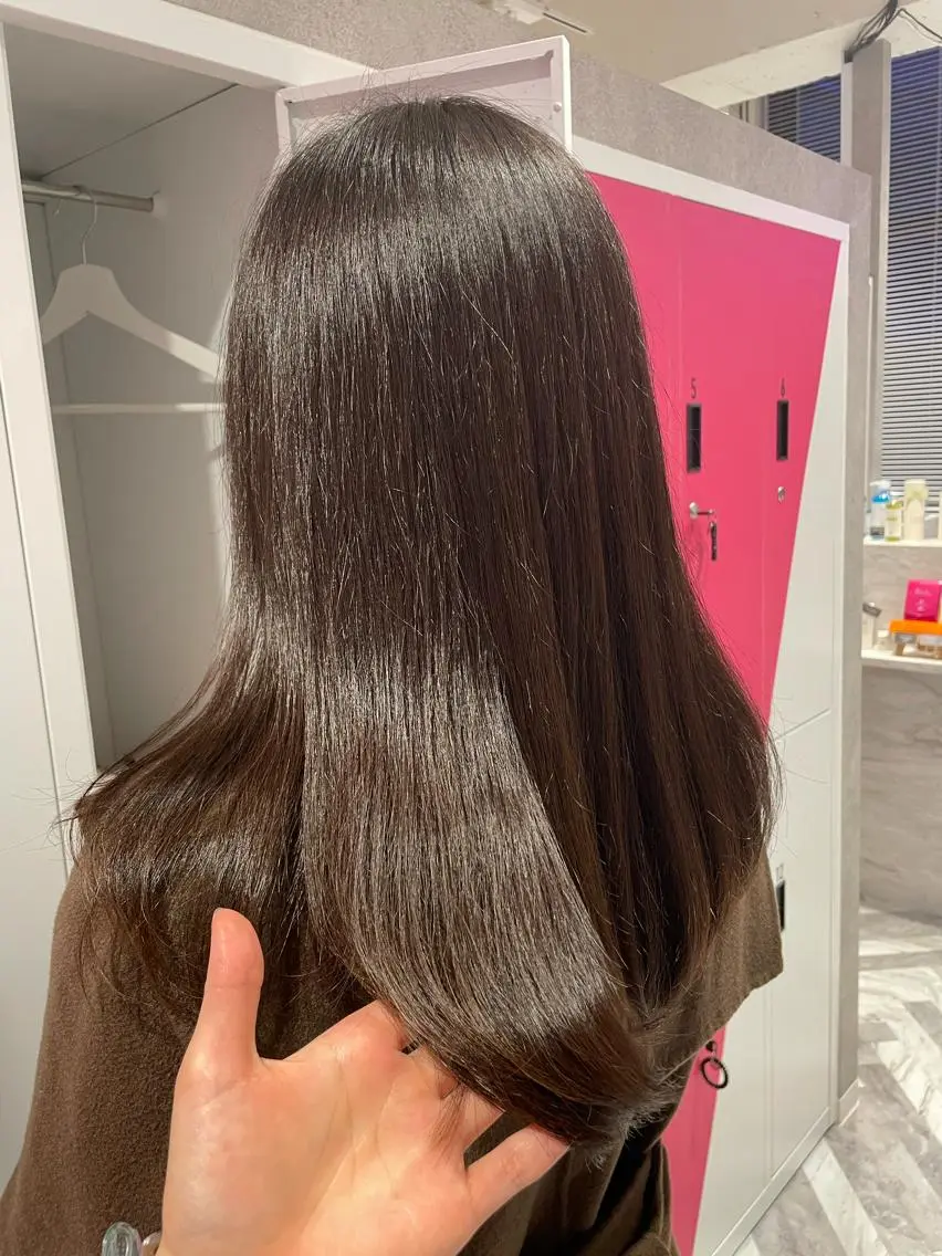 ロング カラー 黒髪 ブルーカラー ブルーブラック 透明感カラー グレージュ 藤本 夢@yummekunのヘアスタイル