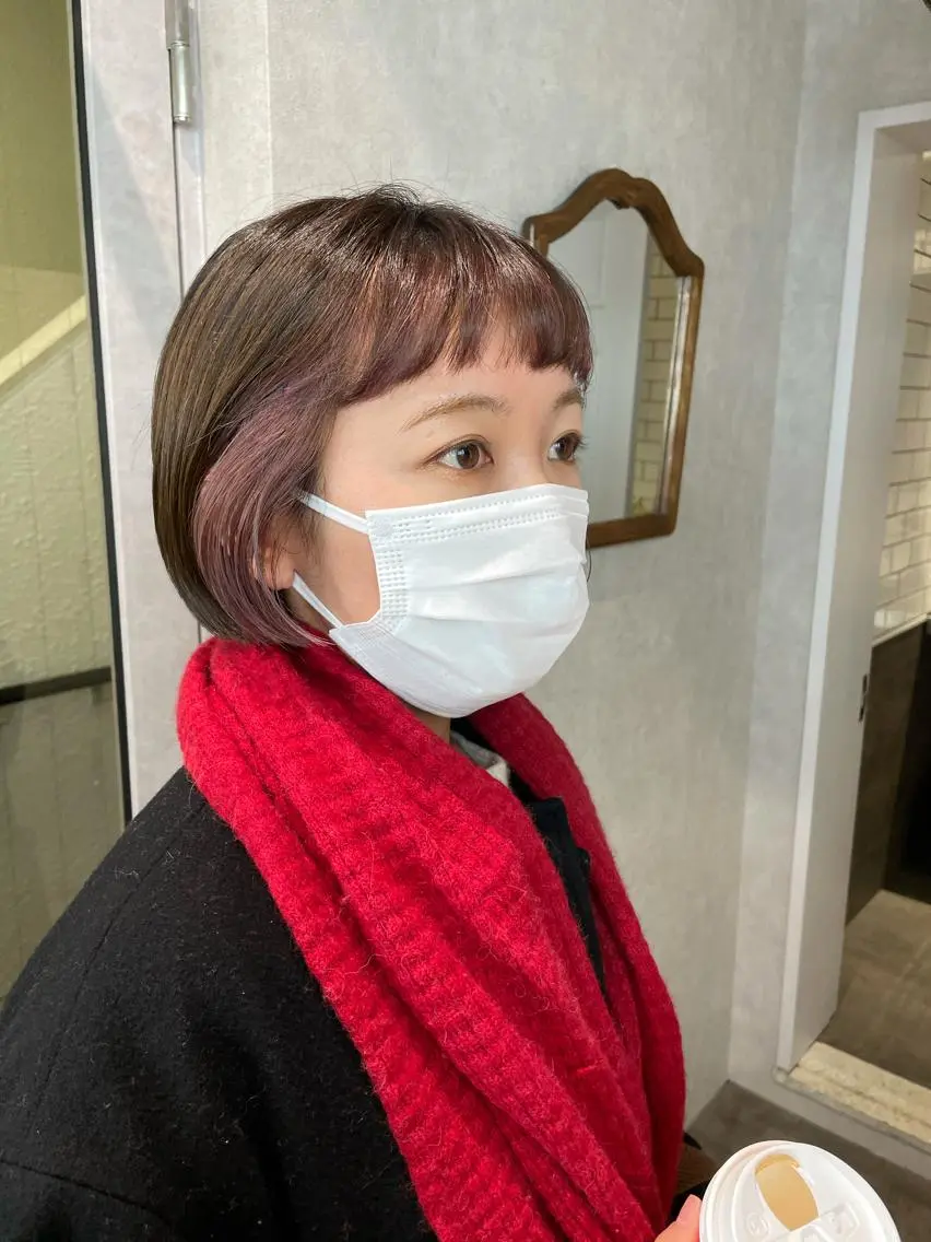 ショート カラー インナーカラー パープルカラー ヘアカラー ナチュラル透明感🌱 小山美樹子のヘアスタイル