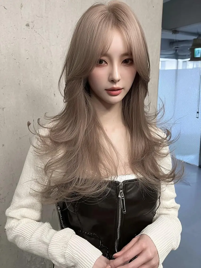 ロング ボブ 顔まわりレイヤー 髪質改善 韓国風ヘア レイヤーカット ヘアカラー トリートメント 大久保 雪乃🌛のヘアスタイル