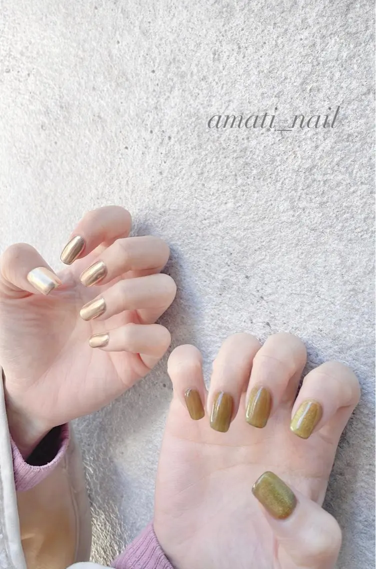 ネイル アニマル柄 マグネットネイル ミラーネイル ニュアンスネイル ワンカラーネイル ハンドネイル amati_nail TAKAKOのネイルデザイン