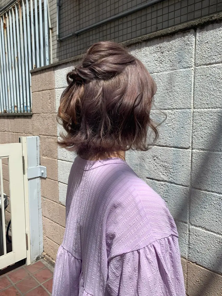 ショート ヘアアレンジ ハーフアップ ボブ ヘアアレンジ にいた かづしげのヘアスタイル