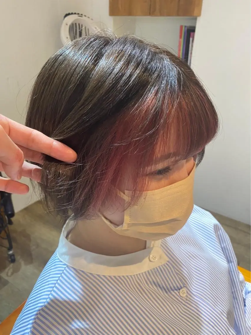 ショート カラー ミストバング  フェイスフレーミング インナーカラー 💎髪質改善💎 村山 歩美のマツエク・マツパデザイン