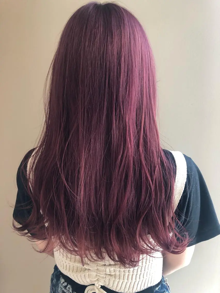 ロング カラー ピンクカラー ヘアカラー トリートメント 盛れるレイヤーカット 得意🌹井上美沙のヘアスタイル