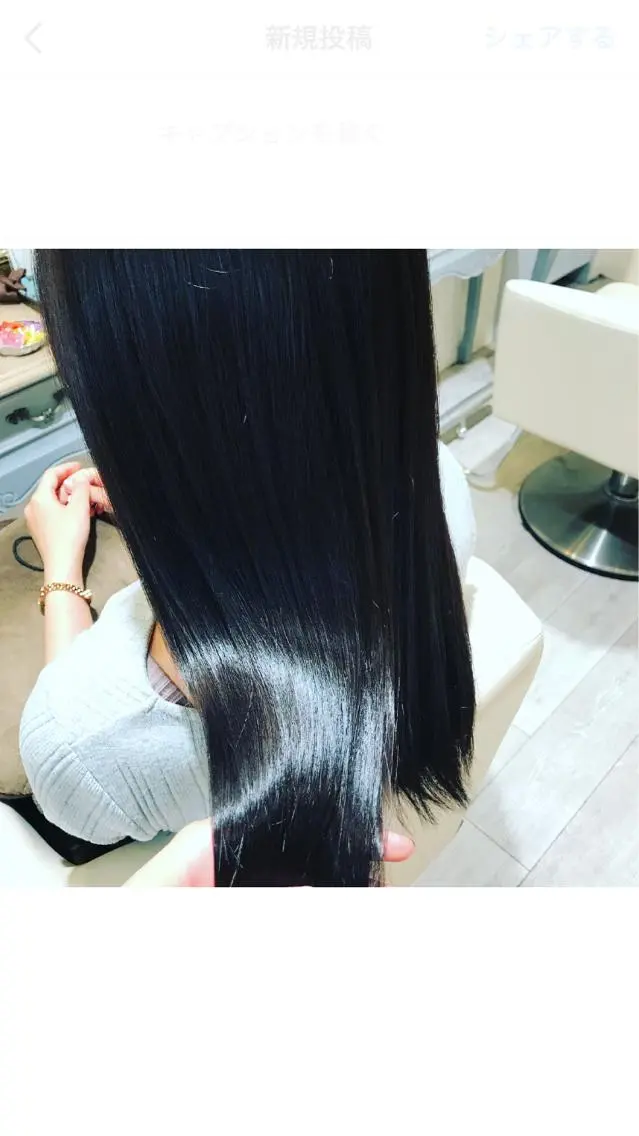 ロング カラー 黒髪 ブルーカラー ブルーブラック color coutureのヘアスタイル