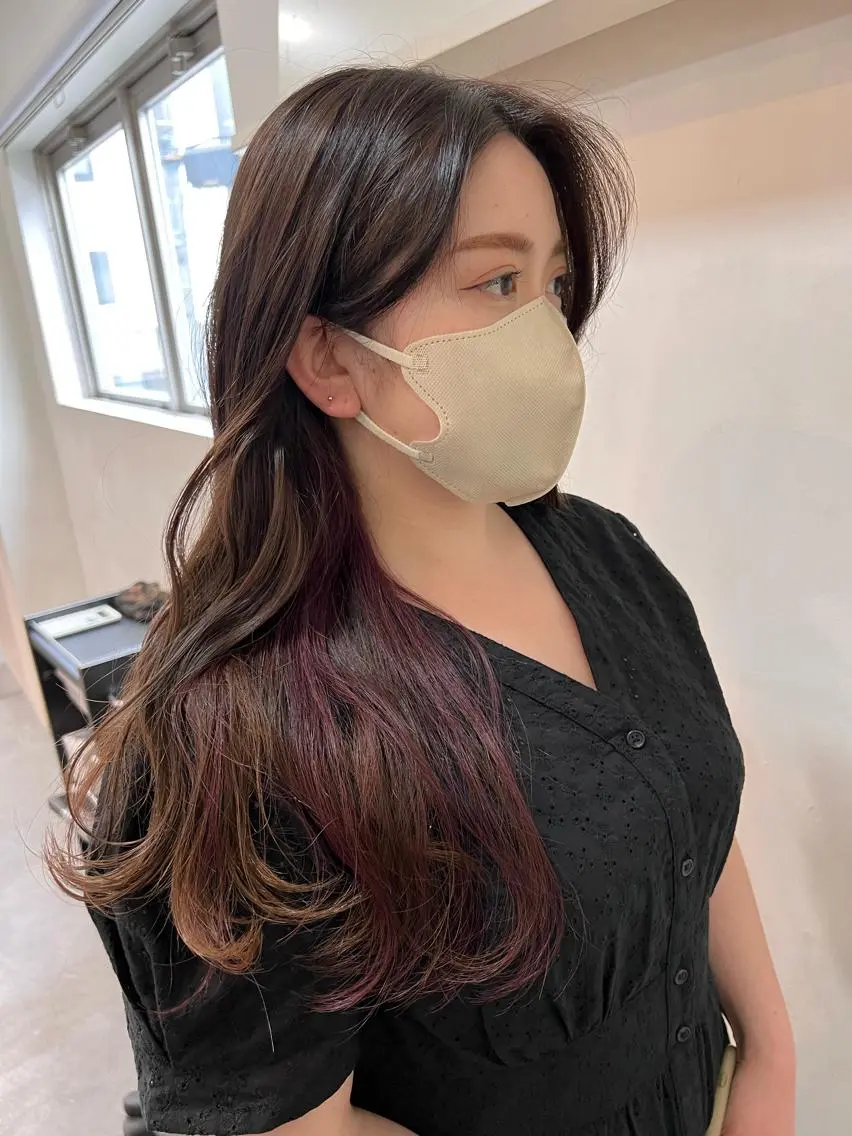 ロング カラー インナーカラー ✨ミニモ指名奈良1位 ✨濱崎のヘアスタイル