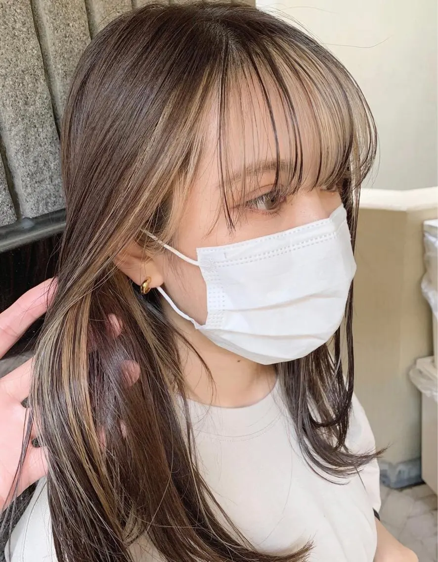 ミディアム カラー ミストバング フェイスフレーミング ヘアカラー 城 健太郎 💎ハイトーンのヘアスタイル