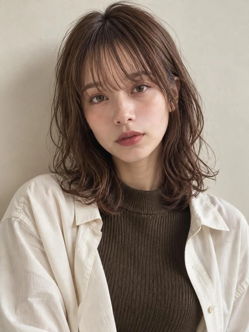 セミロング パーマ 韓国風カラー くせ毛 髪質改善 韓国風ヘア 縮毛矯正 カット ヘアカラー パーマ "オトナ髪”/ LAKA TOCCAのヘアスタイル
