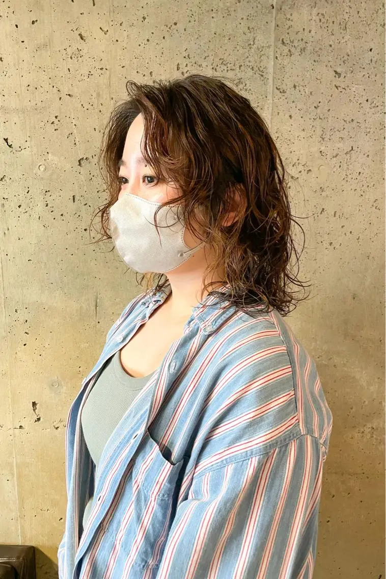 ミディアム パーマ パーマ/レイヤー 岩山丈一郎のヘアスタイル