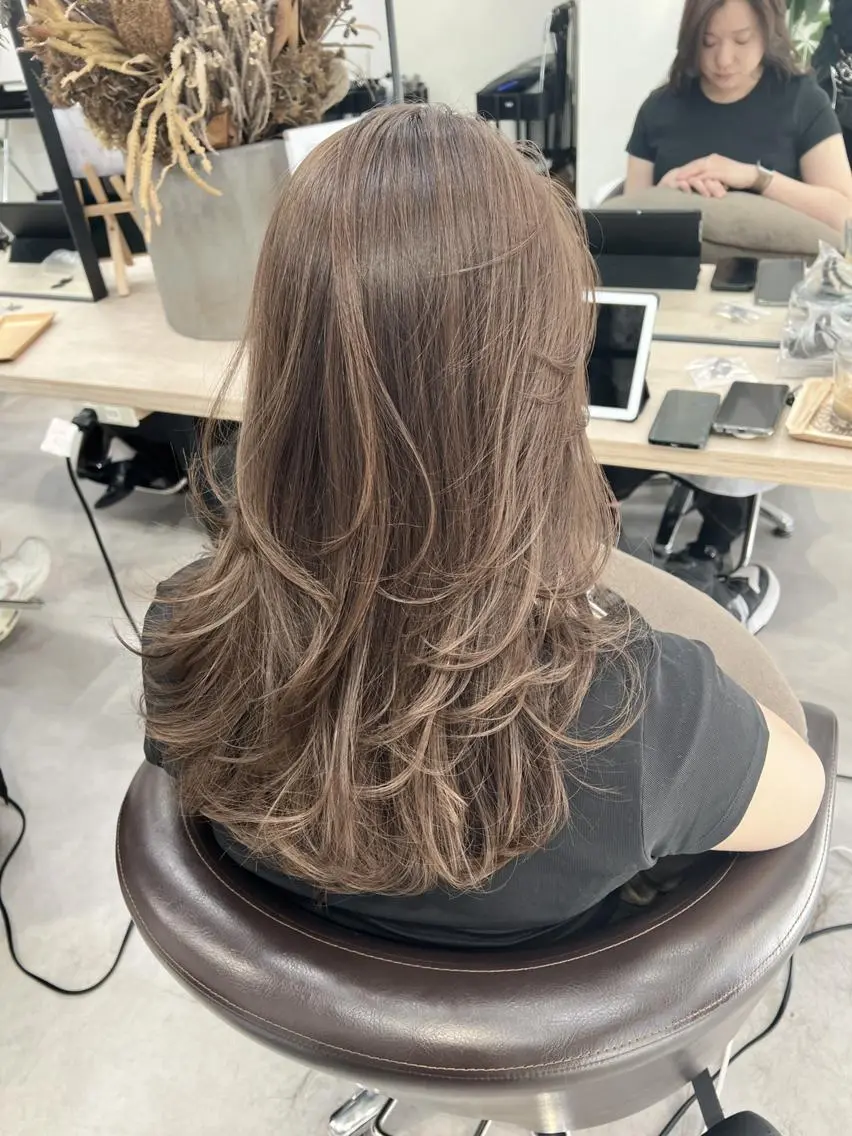 ミディアム ハイライト 髪質改善 縮毛矯正/髪質改善 白髪ぼかし/裕香のヘアスタイル