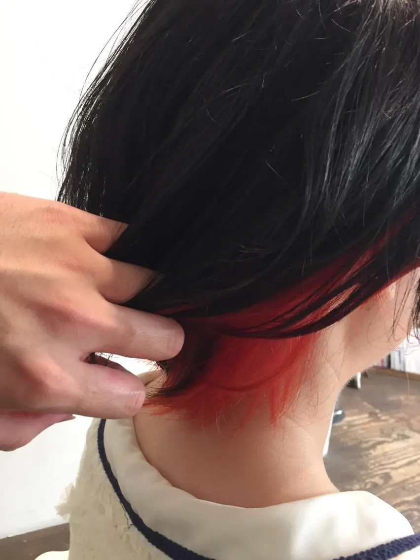 ミディアム カラー インナーカラー レッドカラー ヘアカラー トリートメント 韓国風◎　田中 勇也のヘアスタイル