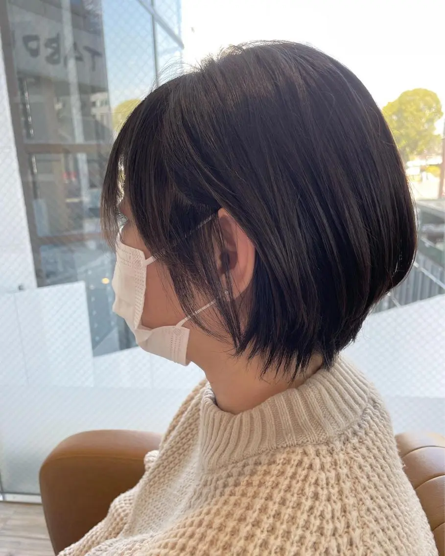 ショート カラー アッシュ 黒髪 透明感カラー ナチュラルブラック 外国人風カラー カット ヘアカラー トリートメント 河合秀明/ショート /ボブ/レイヤーのヘアスタイル