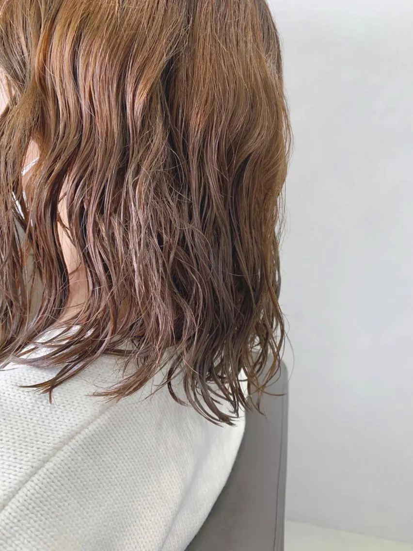 セミロング カラー ボブパーマコテ巻き風 パーマNo1深江秀平のヘアスタイル