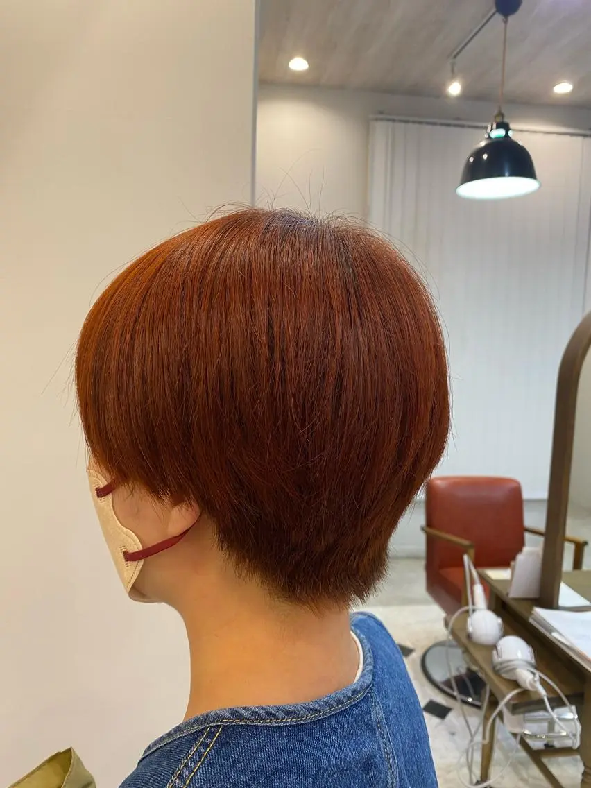 カラー ブリーチ ブリーチなしカラー オレンジ 西郷 友菜のヘアスタイル
