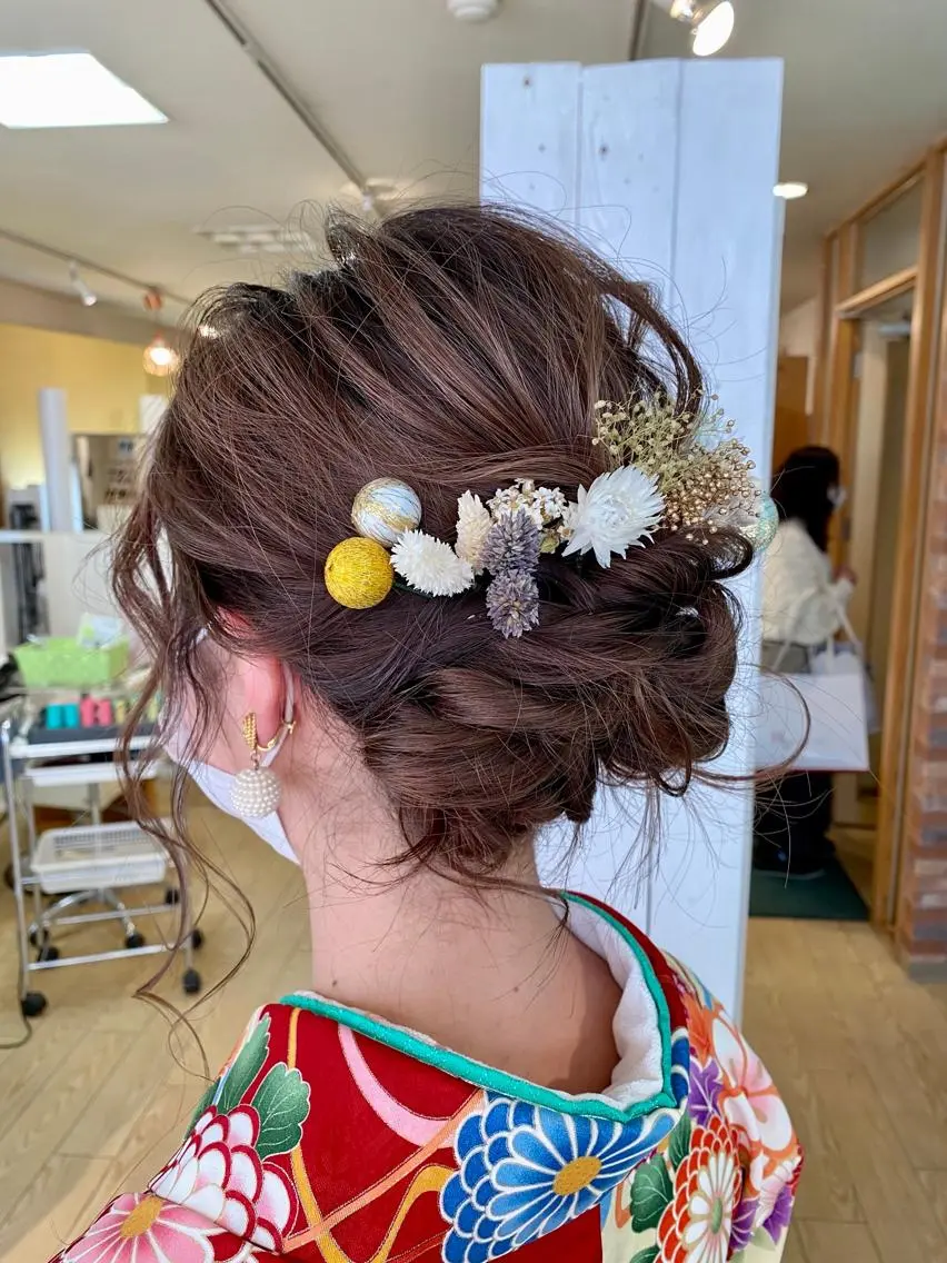 着付け 西新美容室 ナチュラルオーブンのヘアスタイル