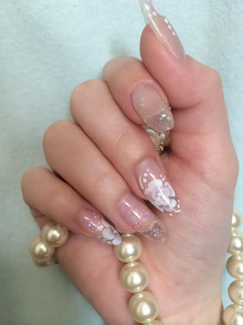 ネイル クリアネイル ラメ(グリッター) スカルプネイル chii nailのネイルデザイン