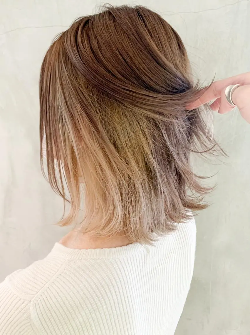 ミディアム カラー パーマ ヘアアレンジ ピンクカラー ITbyALBUM 浦和店のヘアスタイル