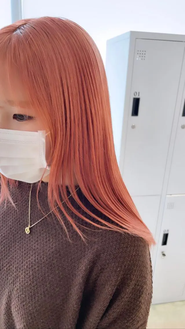 セミロング カラー オレンジ ヘアカラー トリートメント 🔷ダブルカラーハイ トーン🔷櫻井走のヘアスタイル