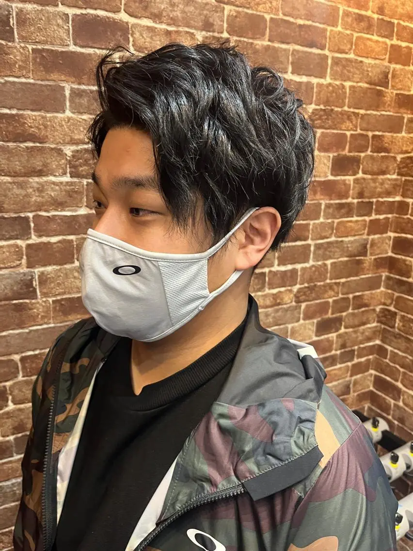ショート メンズ メンズハイライト メンズパーマ ケアカラー ピンクブラウン ボブ 久木原 ゆりのヘアスタイル