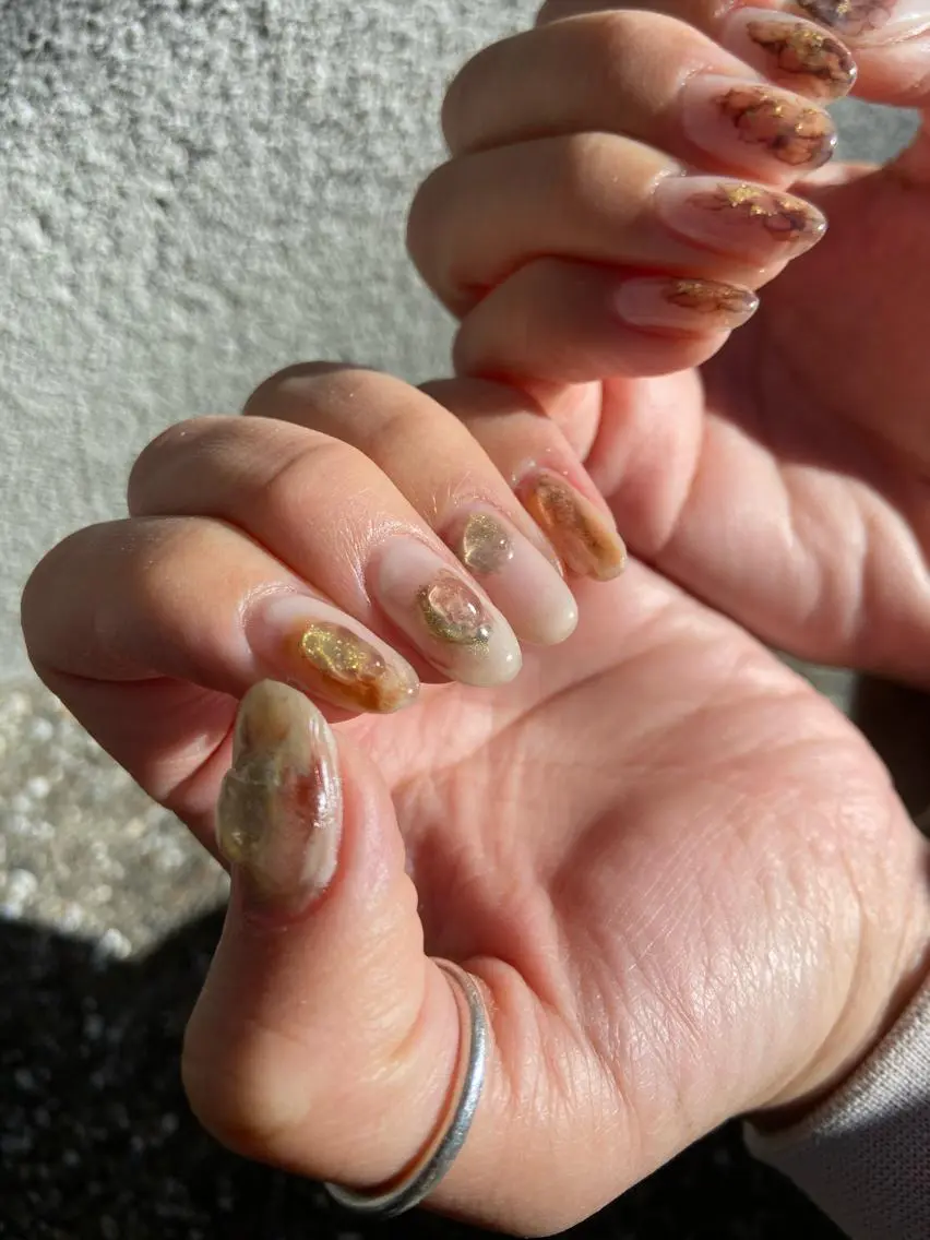 ネイル アートネイル ミラーネイル ニュアンスネイル 春ネイル . unffのネイルデザイン