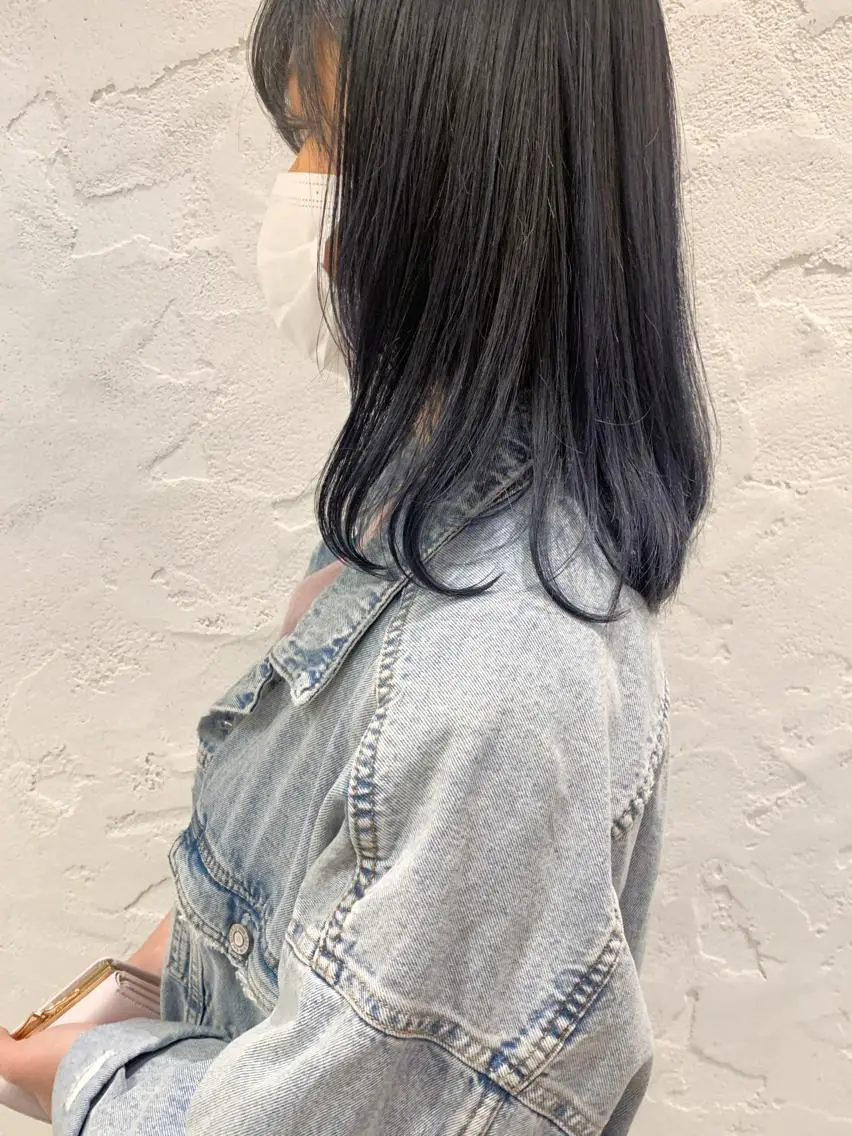 ミディアム カラー 黒髪 ブルーカラー ブルーブラック 🌟アレンジが似合う カラー🌟Rumiのヘアスタイル