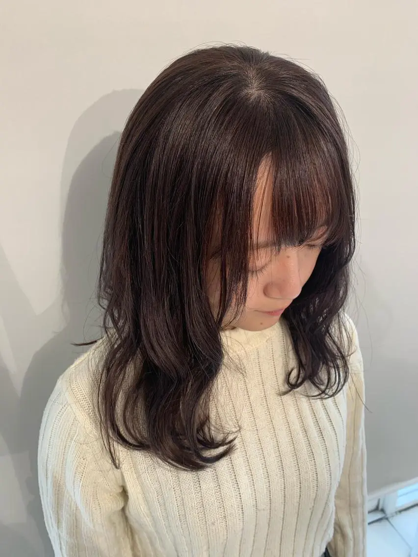 ミディアム カラー パーマ ヘアアレンジ パープルカラー 加藤 綾華のヘアスタイル