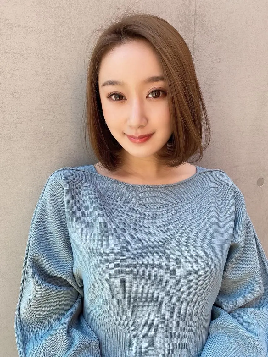 ミディアム カラー ボブ カット ヘアカラー トリートメント ツヤ髪になりたい方へ 🩷柴田知亜希のヘアスタイル
