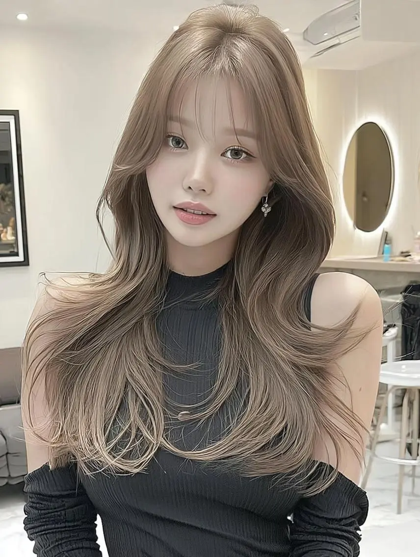 セミロング 顔周りカット 髪質改善 韓国風ヘア レイヤーカット カット ヘアカラー FOCUS JAPAN2のヘアスタイル