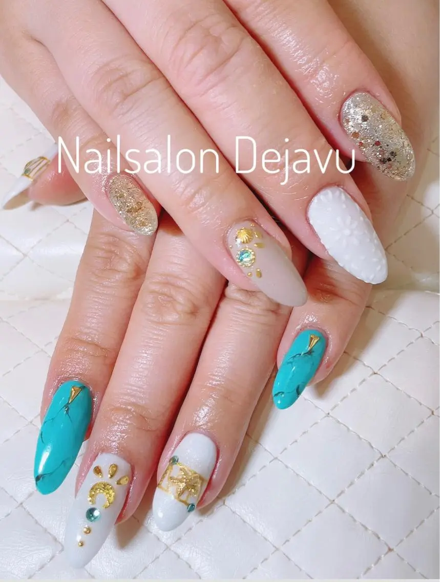 ネイル アートネイル 大理石ネイル(マーブル) 持ち込み ワンカラーネイル ストーンネイル Nail salon Dejavu 🌿のネイルデザイン