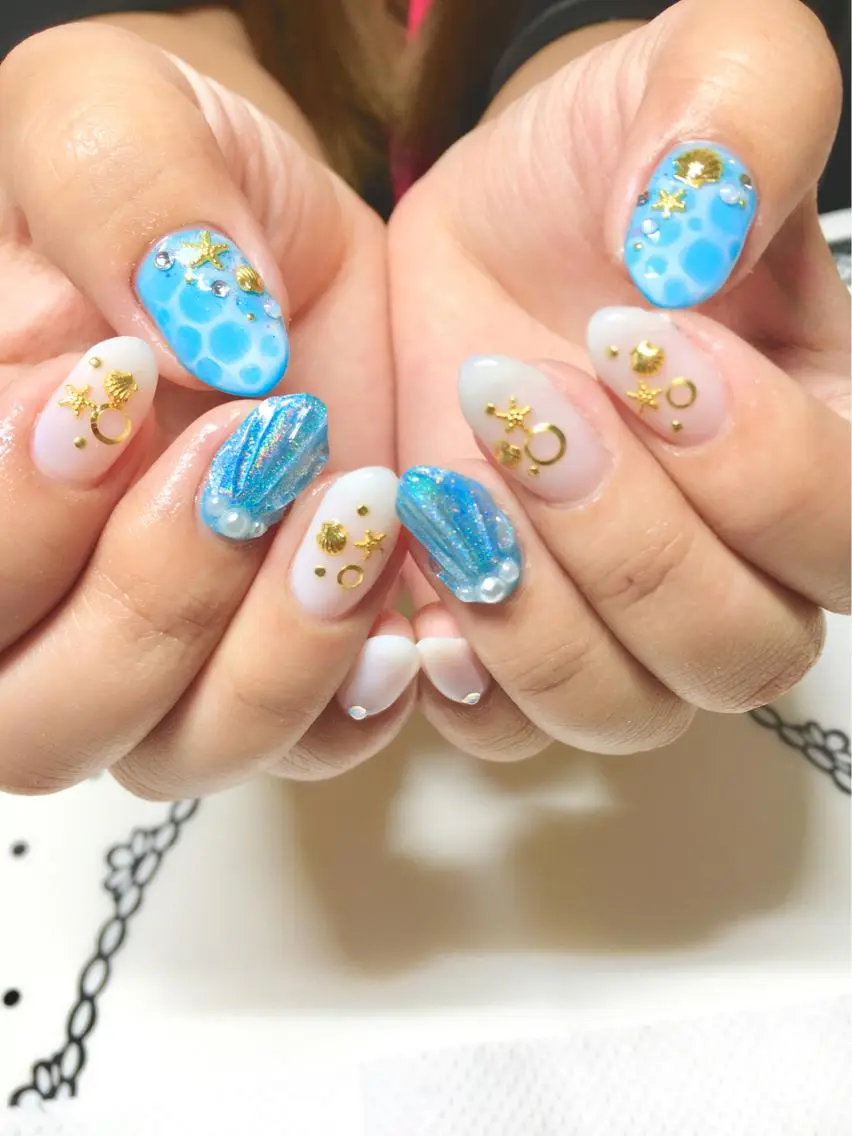 ネイル フットネイル ジェルネイル ミラーネイル パラジェル 春ネイル clover nailのネイルデザイン