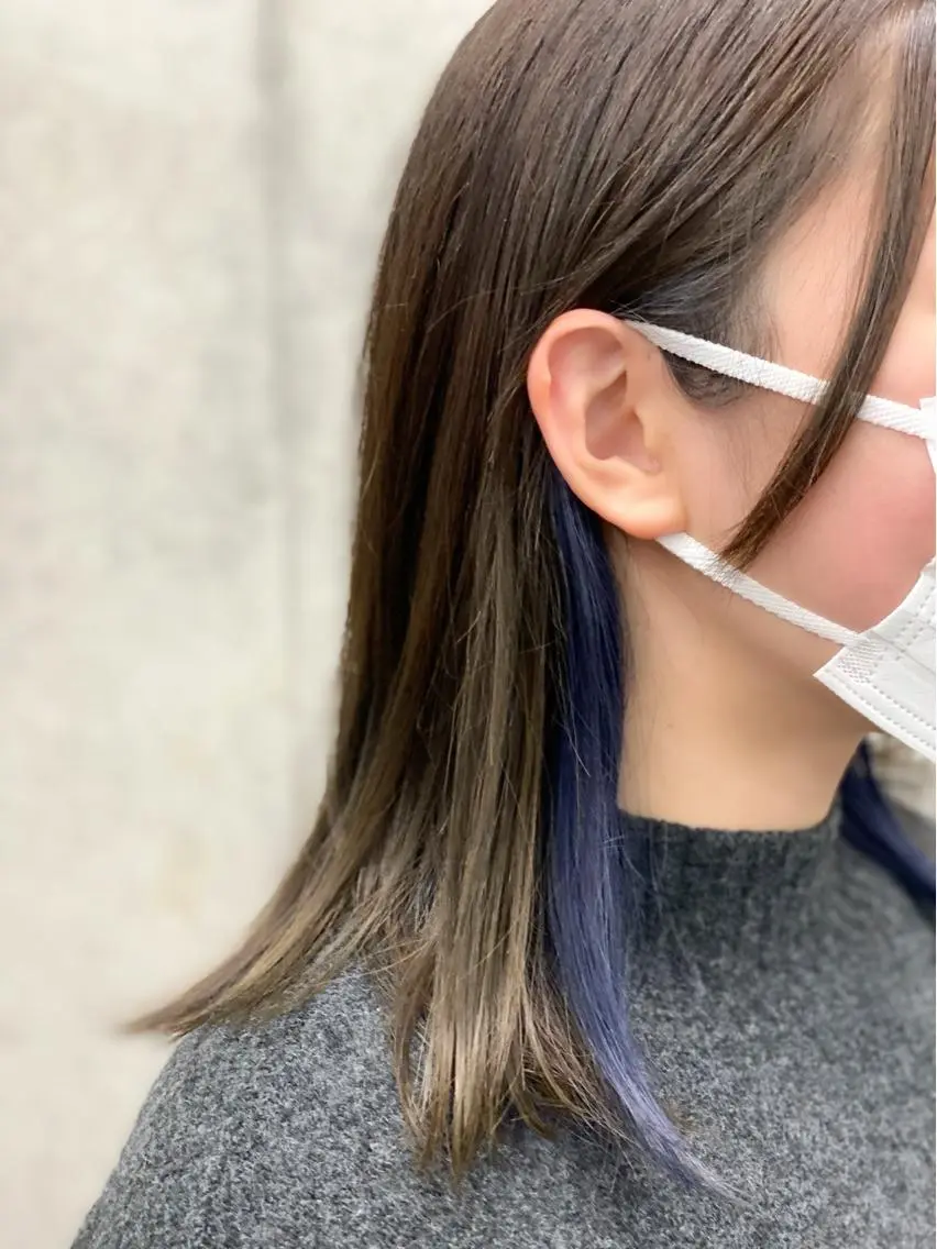 ミディアム カラー アッシュ バレイヤージュ 透明感カラー ハイライトカラー インナーカラー 原宿アンリ 山下卓也のヘアスタイル