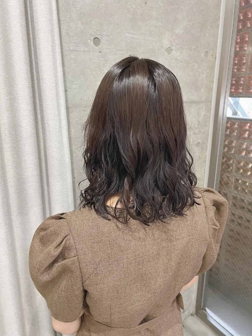 ミディアム パーマ カット パーマ トリートメント ボブパーマコテ巻き風 パーマNo1深江秀平のヘアスタイル