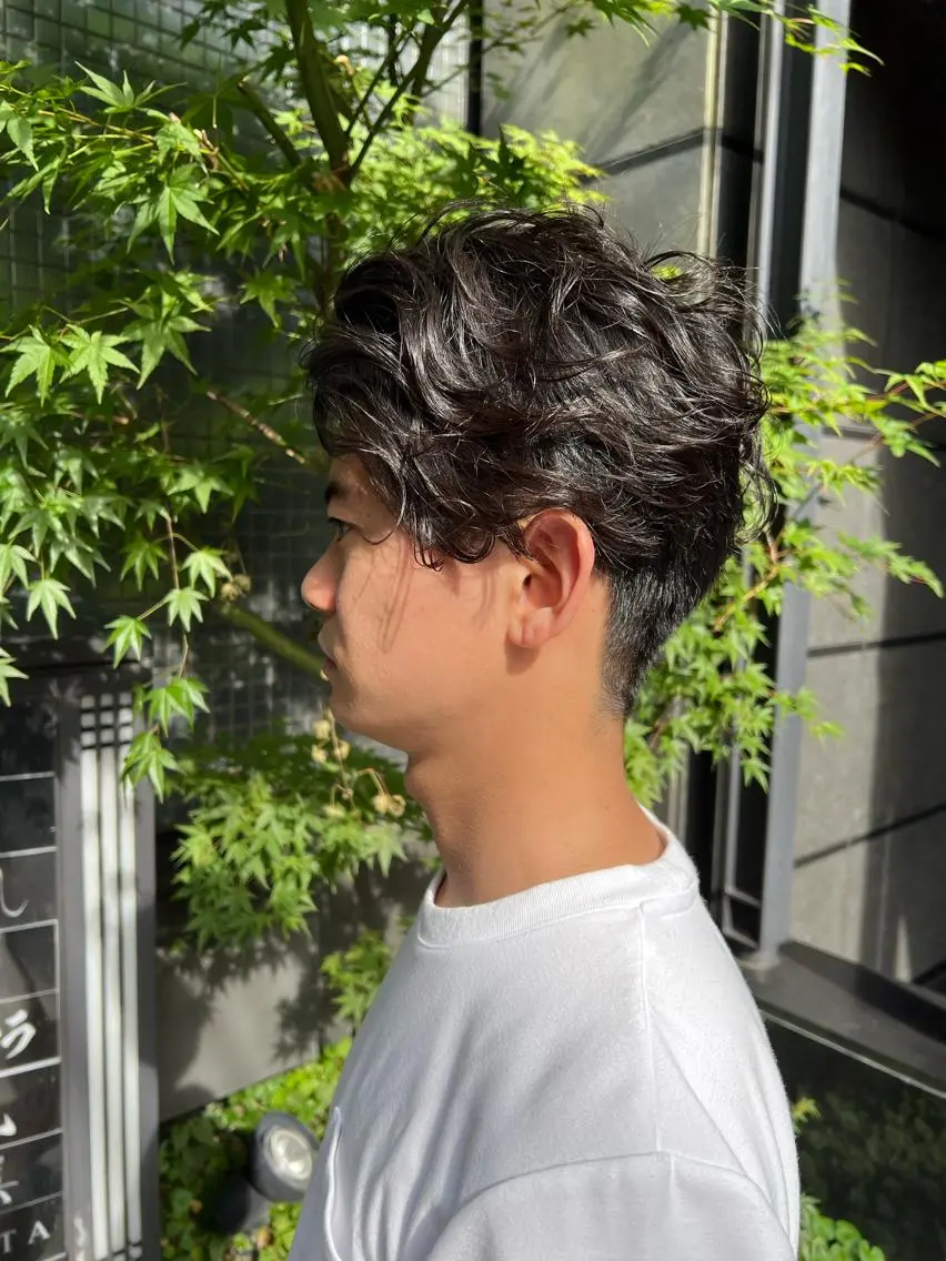 ショート パーマ カット パーマ トリートメント 吉ヶ別符 亮祐のヘアスタイル