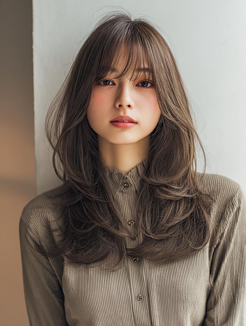 セミロング 🍒暖色×ハイトーン ×デザイン✨まなりのヘアスタイル