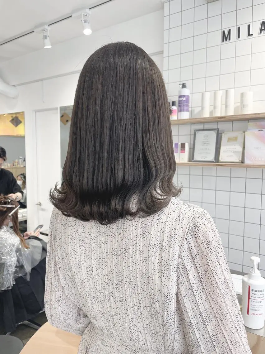ミディアム カラー アディクシーカラー グレージュ オリーブグレージュ オリーブグレー ♡🪞韓国スタイル/ MISATO🪞♡のヘアスタイル