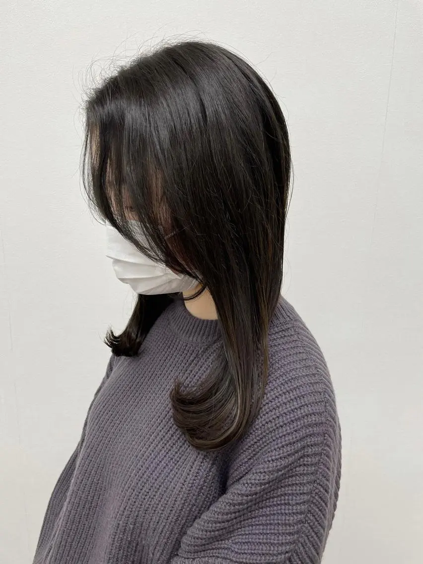 セミロング カラー ヘアアレンジ 髪質改善 縮毛矯正 カット 縮毛矯正 トリートメント 酸性縮毛矯正🧴韓国 レイヤー/髪質改善のヘアスタイル