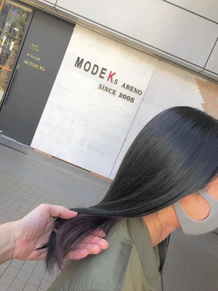セミロング カラー バイオレットカラー カット 縮毛矯正 トリートメント SHAFT Ieiriのヘアスタイル